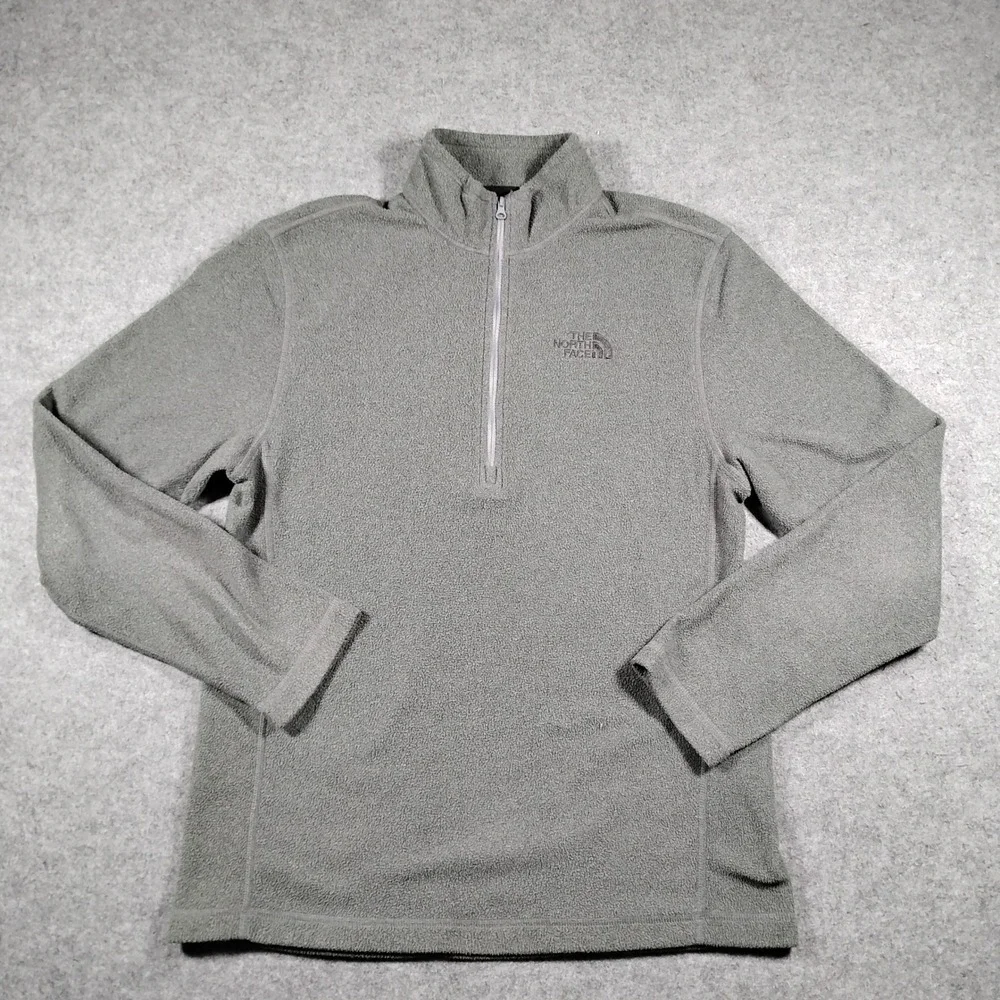 The North Face TKA 100 Glacier Quarter Zip Fleece Men Small Gray Pullover Hiking